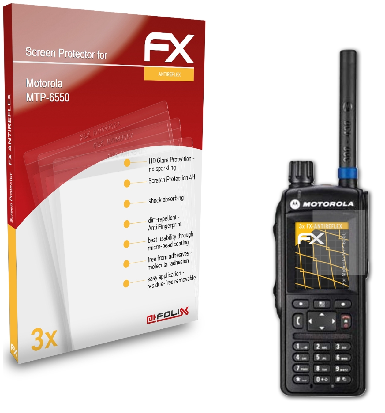 3x ATFOLIX Displayschutz(für Motorola FX-Antireflex MTP-6550)