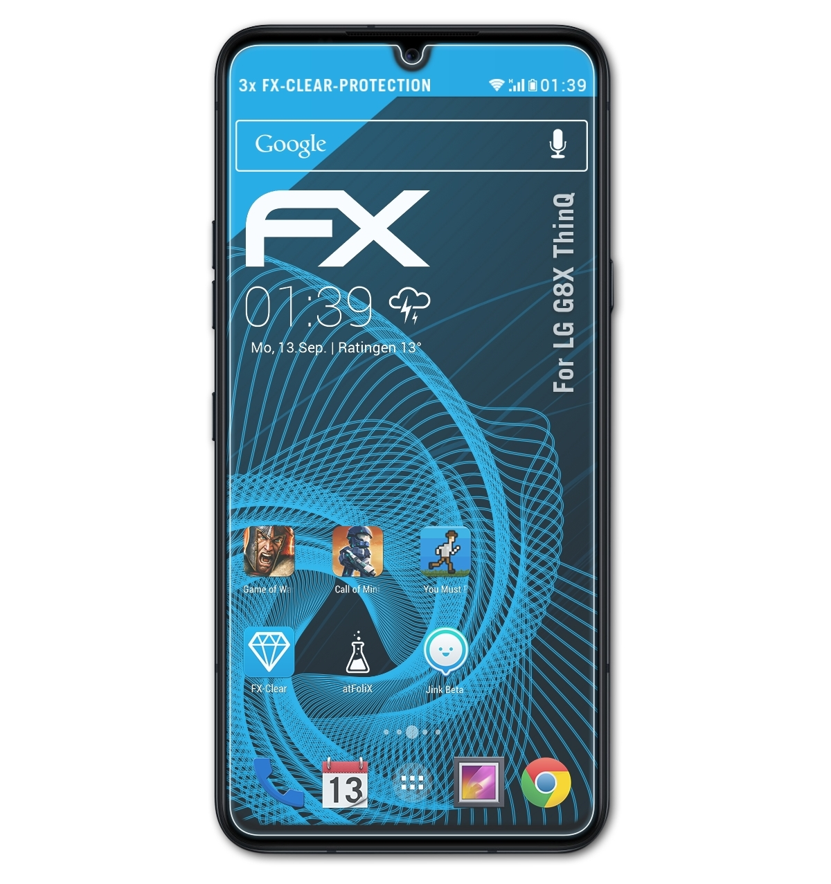 3x LG G8X ThinQ) ATFOLIX Displayschutz(für FX-Clear
