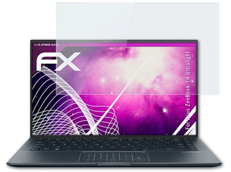 ATFOLIX FX-Hybrid-Glass Schutzglas(für Asus ZenBook Ultralight) 14