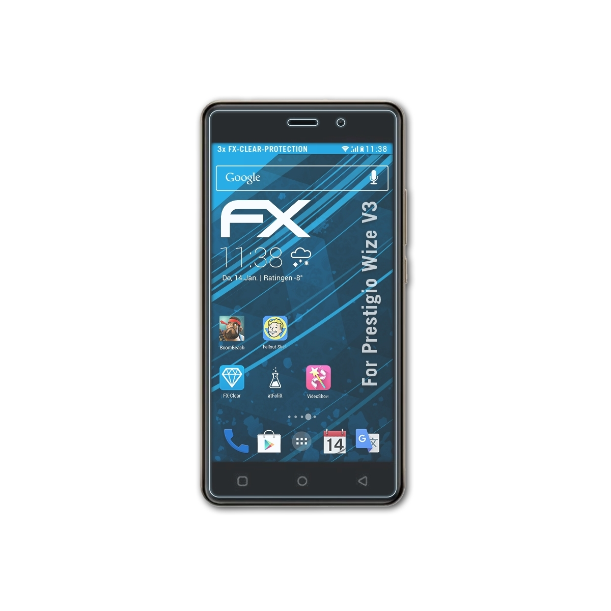 ATFOLIX 3x FX-Clear Displayschutz(für Prestigio Wize V3)
