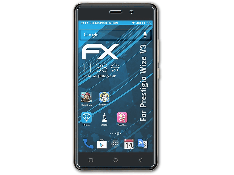 ATFOLIX 3x FX-Clear Displayschutz(für Prestigio V3) Wize