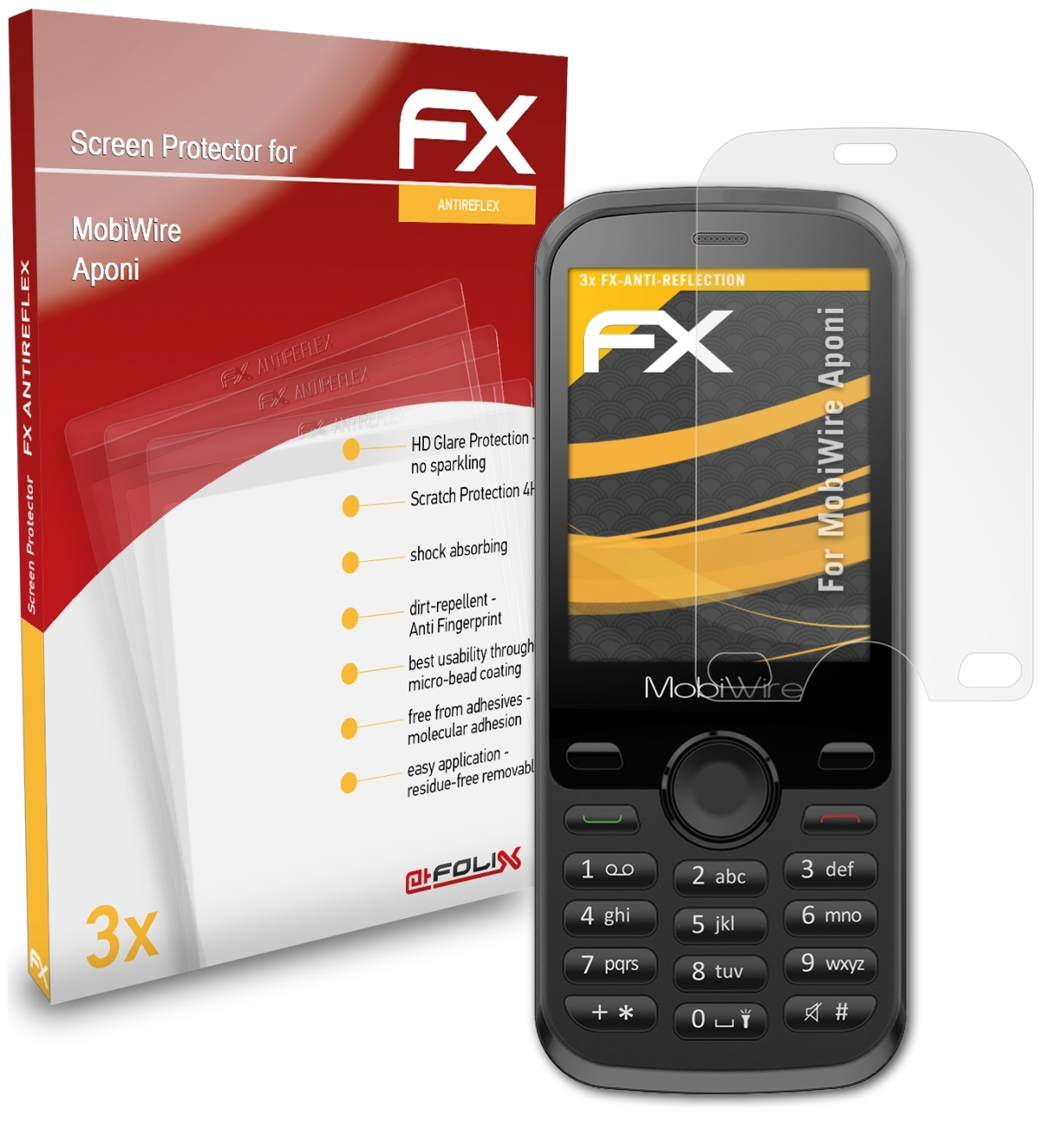 ATFOLIX MobiWire 3x Displayschutz(für FX-Antireflex Aponi)