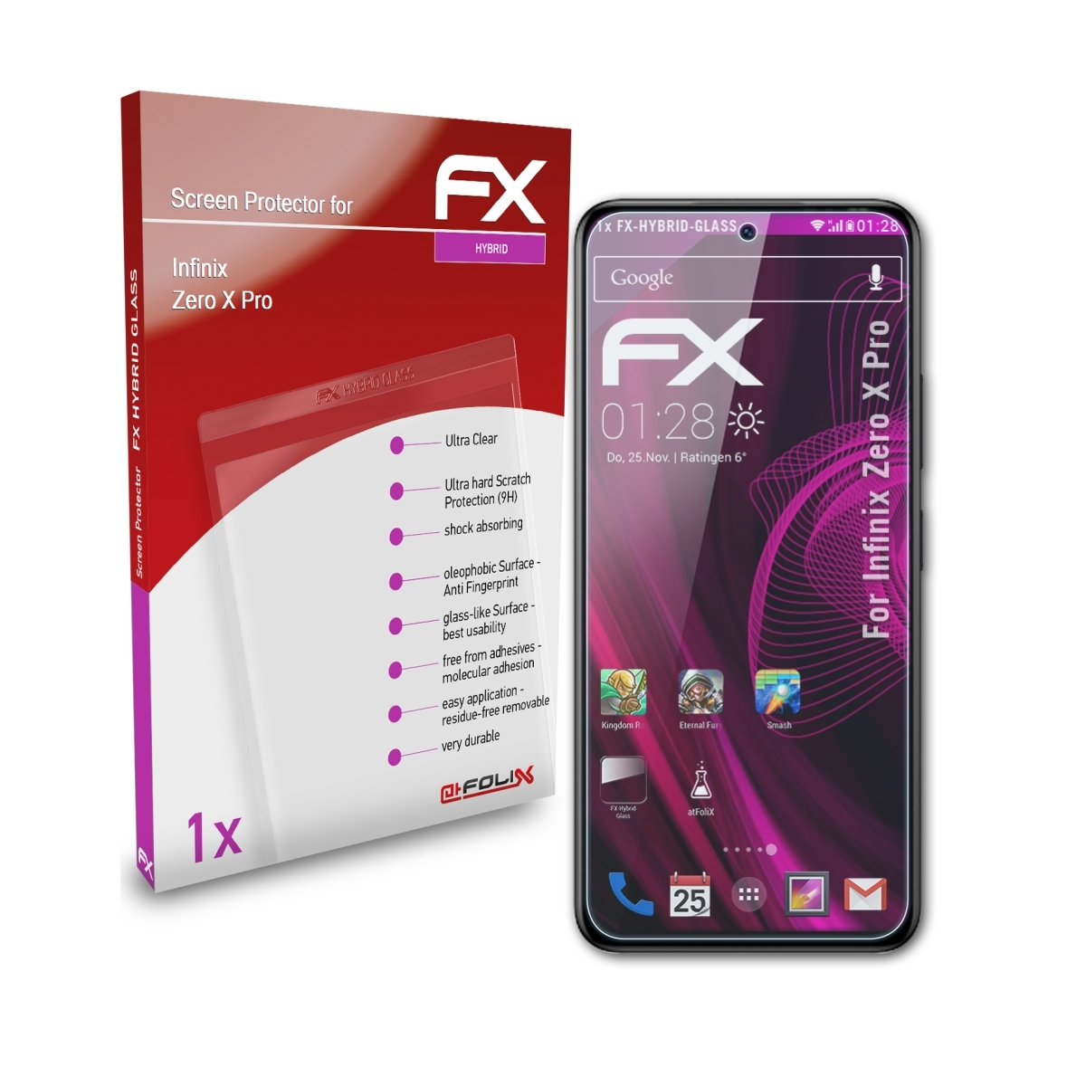 ATFOLIX FX-Hybrid-Glass Schutzglas(für Zero Pro) Infinix X