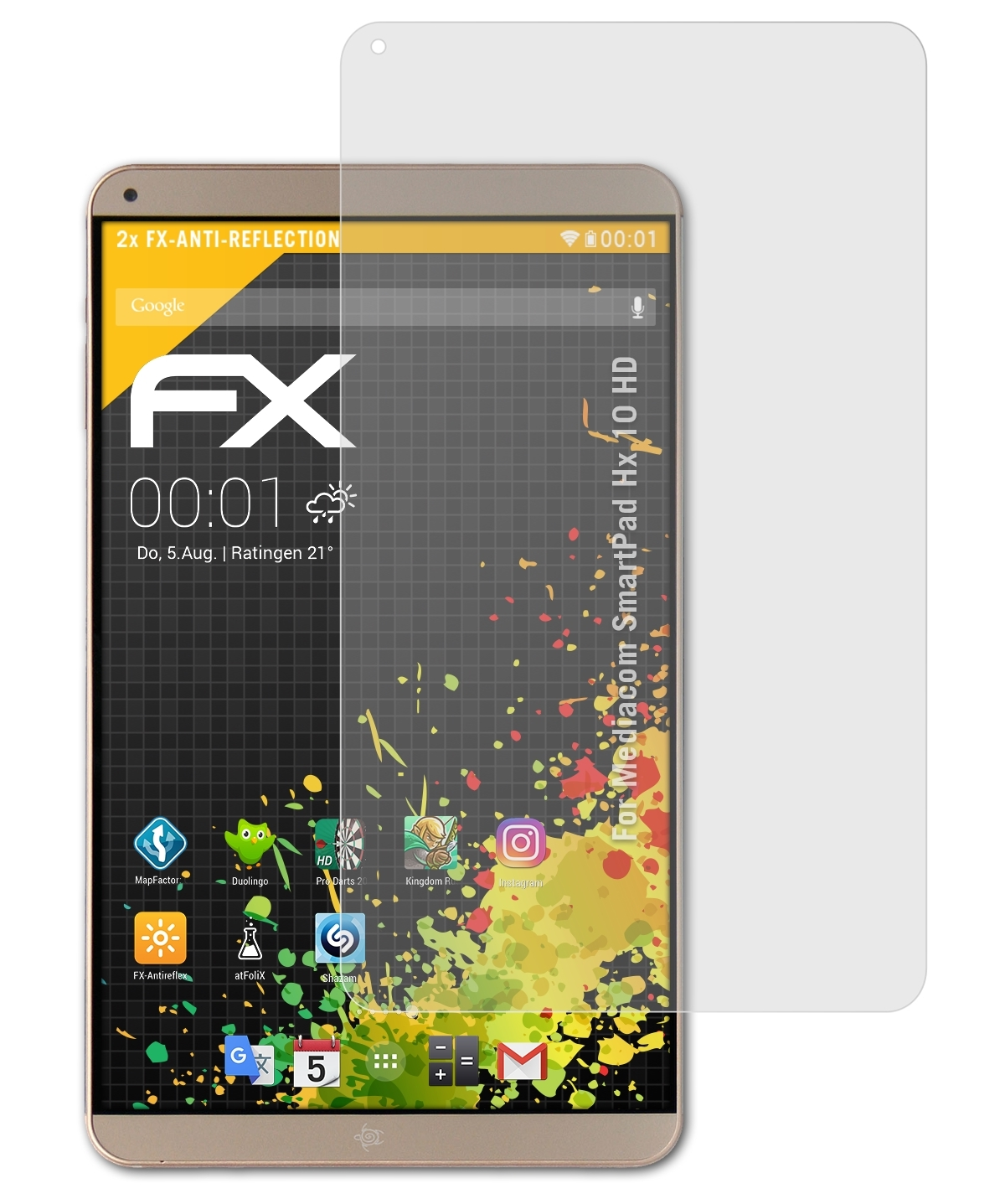 Hx Mediacom ATFOLIX SmartPad 10 FX-Antireflex Displayschutz(für HD) 2x
