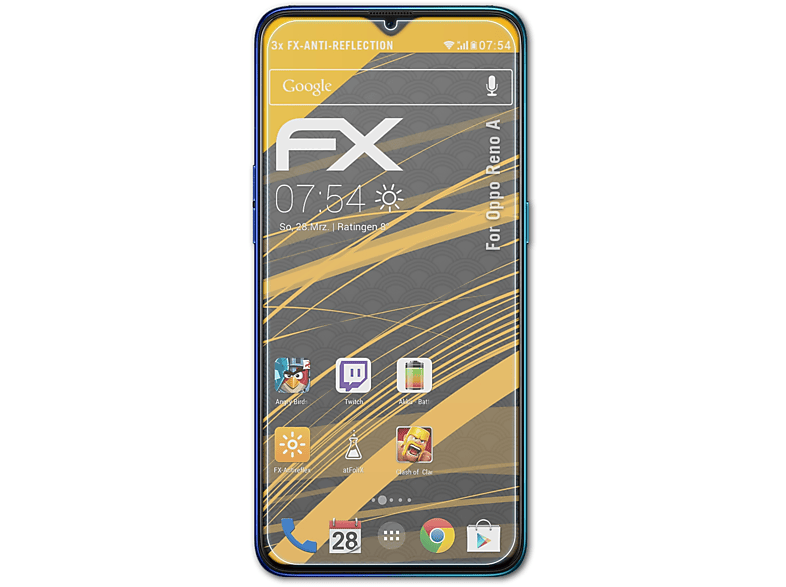 ATFOLIX 3x FX-Antireflex Displayschutz(für Oppo Reno A)