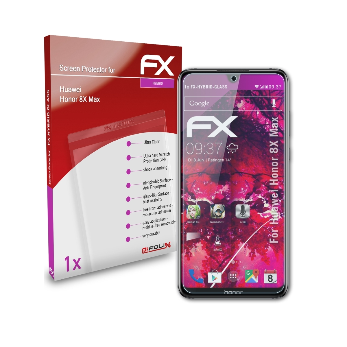 Honor ATFOLIX Schutzglas(für Max) FX-Hybrid-Glass 8X Huawei