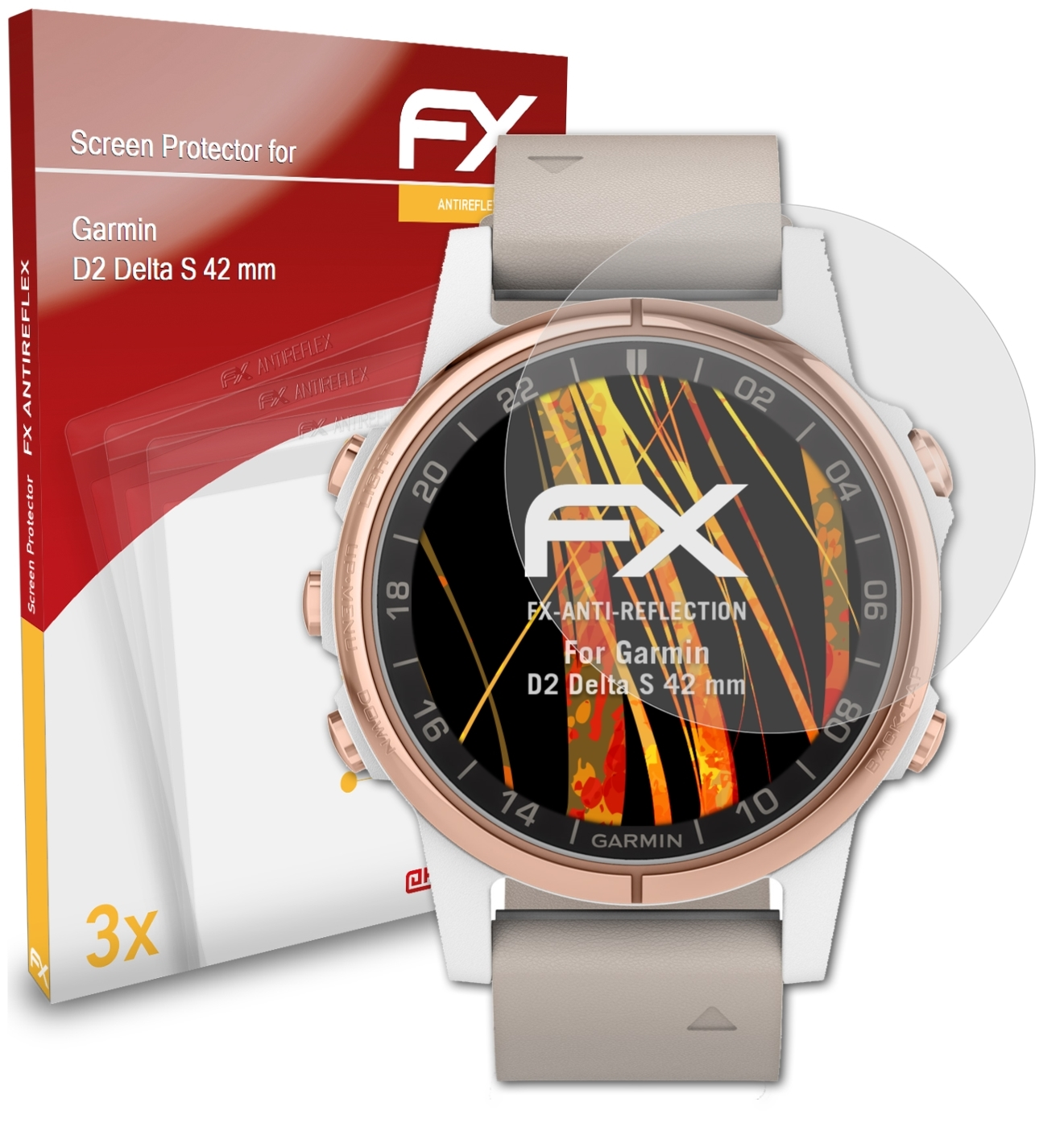 ATFOLIX 3x FX-Antireflex Displayschutz(für Garmin mm)) Delta (42 S D2