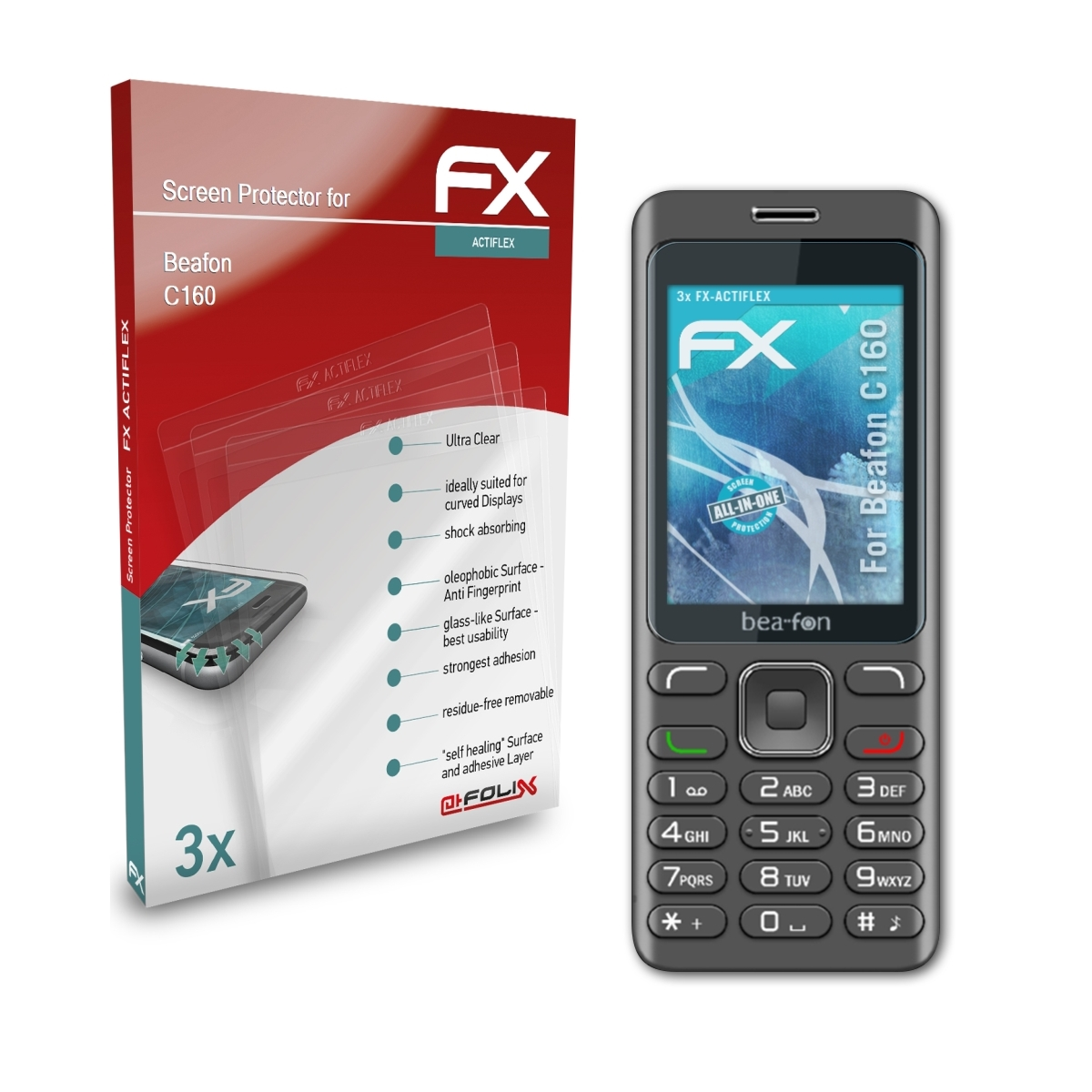 ATFOLIX 3x Beafon Displayschutz(für C160) FX-ActiFleX