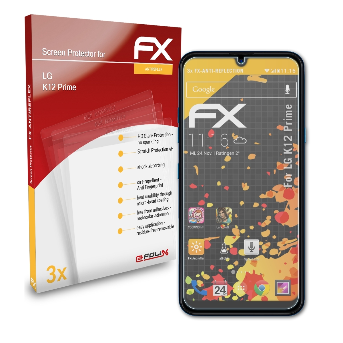 ATFOLIX 3x FX-Antireflex K12 Prime) Displayschutz(für LG