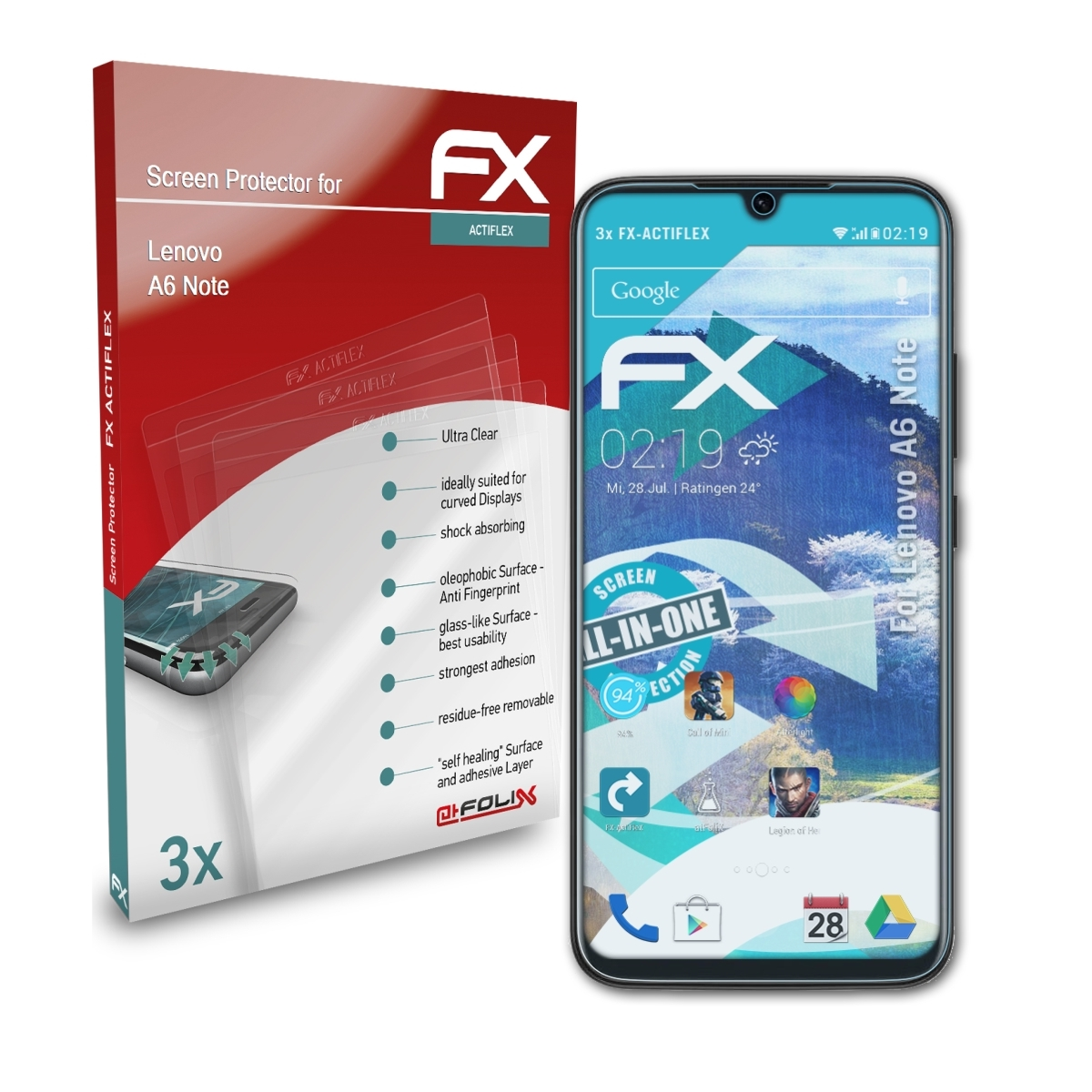 ATFOLIX 3x FX-ActiFleX Displayschutz(für Lenovo A6 Note)