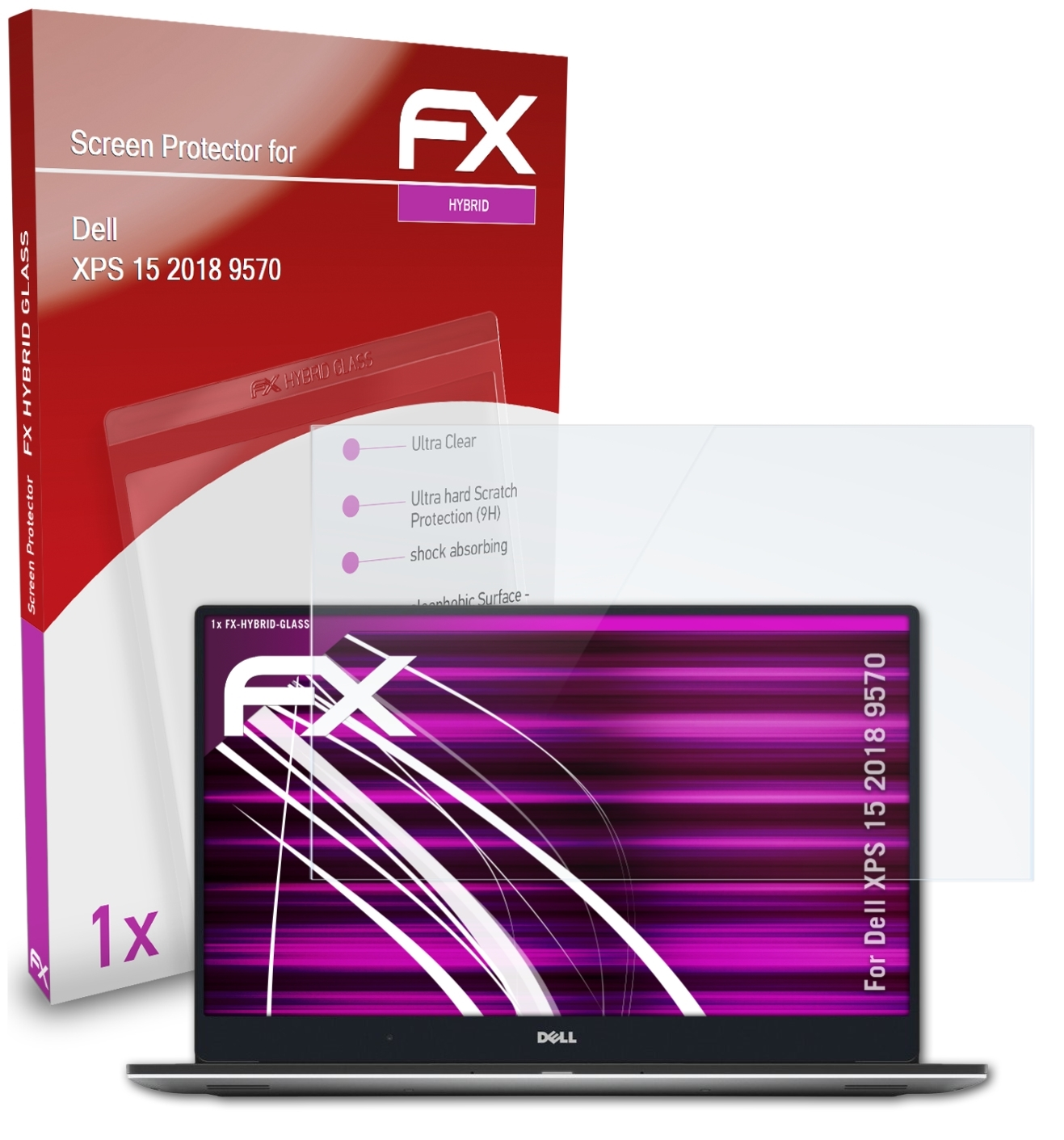 ATFOLIX XPS 2018 FX-Hybrid-Glass Schutzglas(für (9570)) 15 Dell