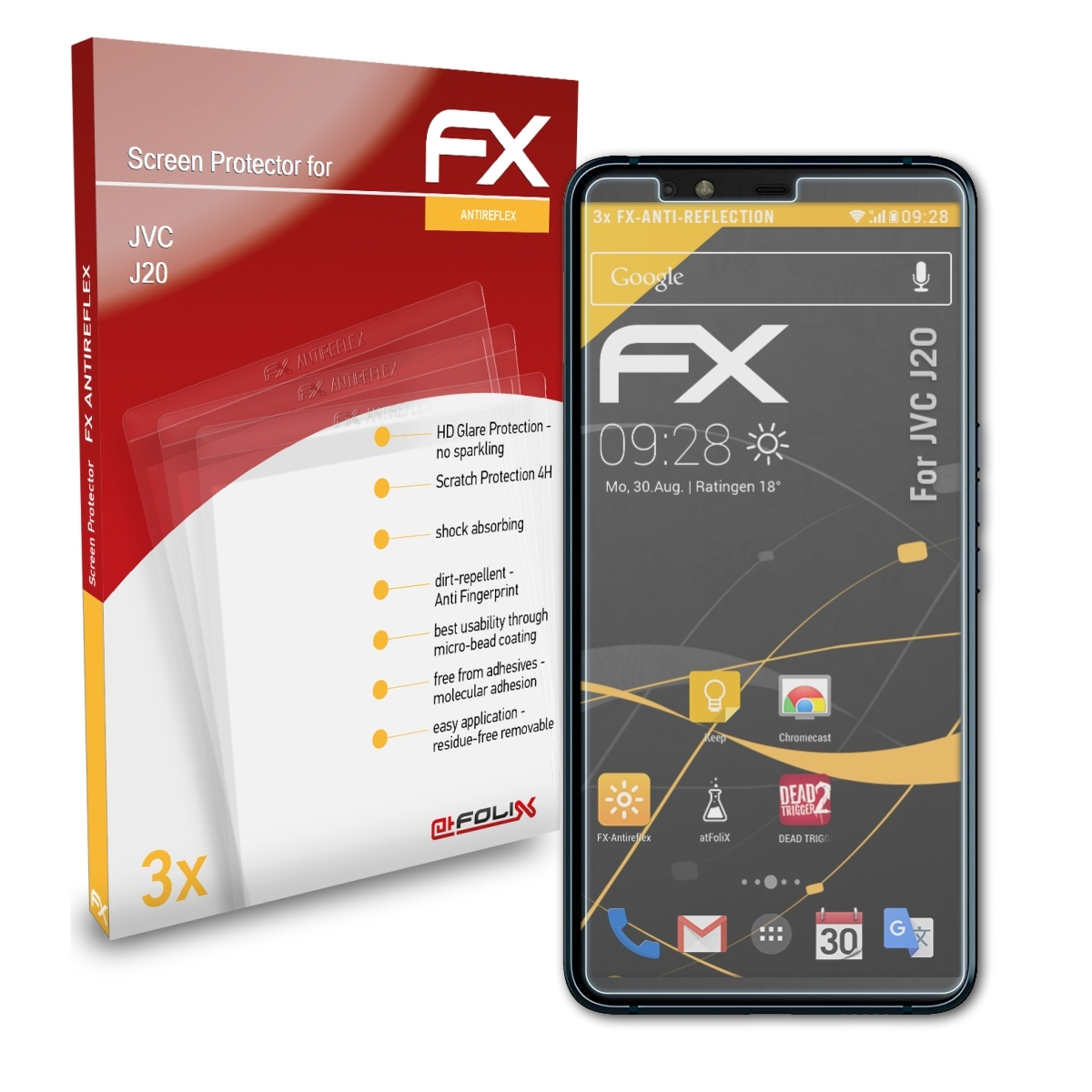 FX-Antireflex JVC 3x J20) ATFOLIX Displayschutz(für