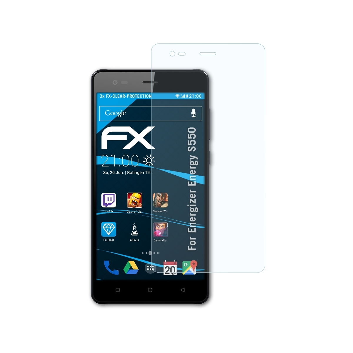 ATFOLIX 3x FX-Clear Displayschutz(für S550) Energy Energizer