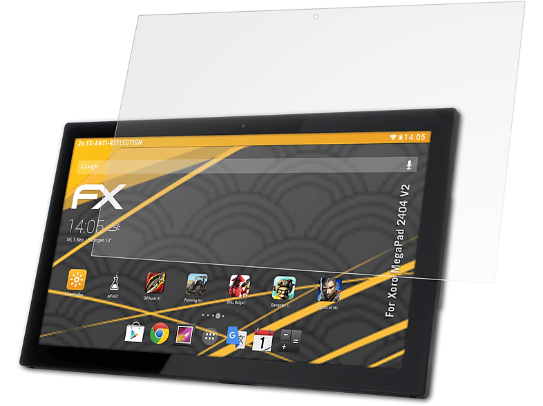 ATFOLIX 2x FX-Antireflex Displayschutz(für Xoro MegaPad 2404 V2)
