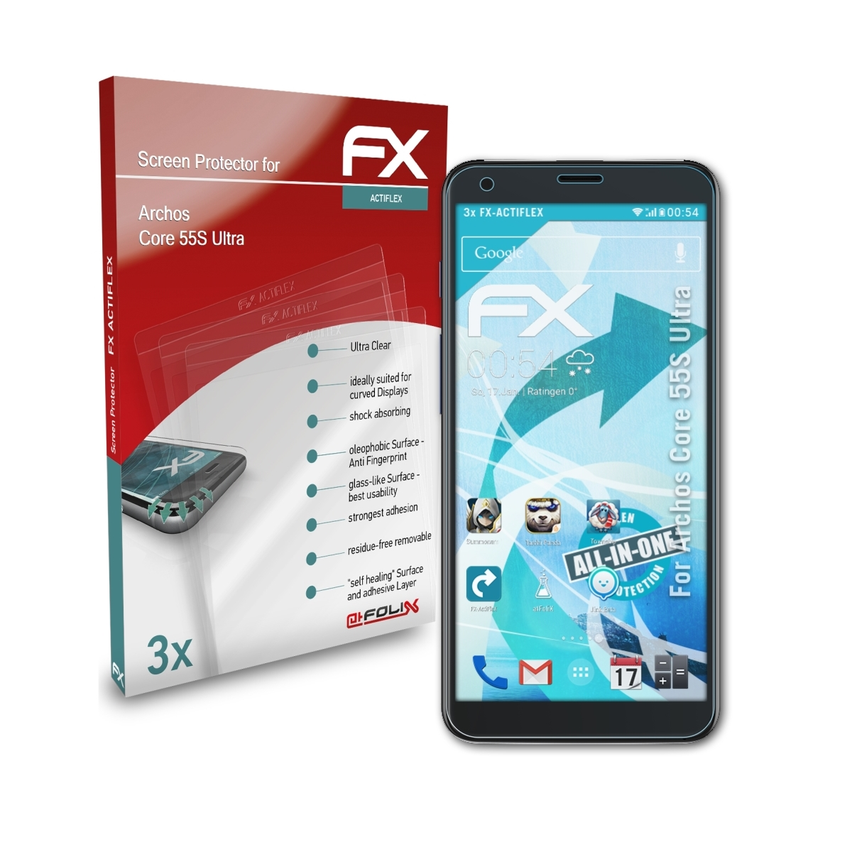 ATFOLIX 3x FX-ActiFleX 55S Archos Ultra) Displayschutz(für Core