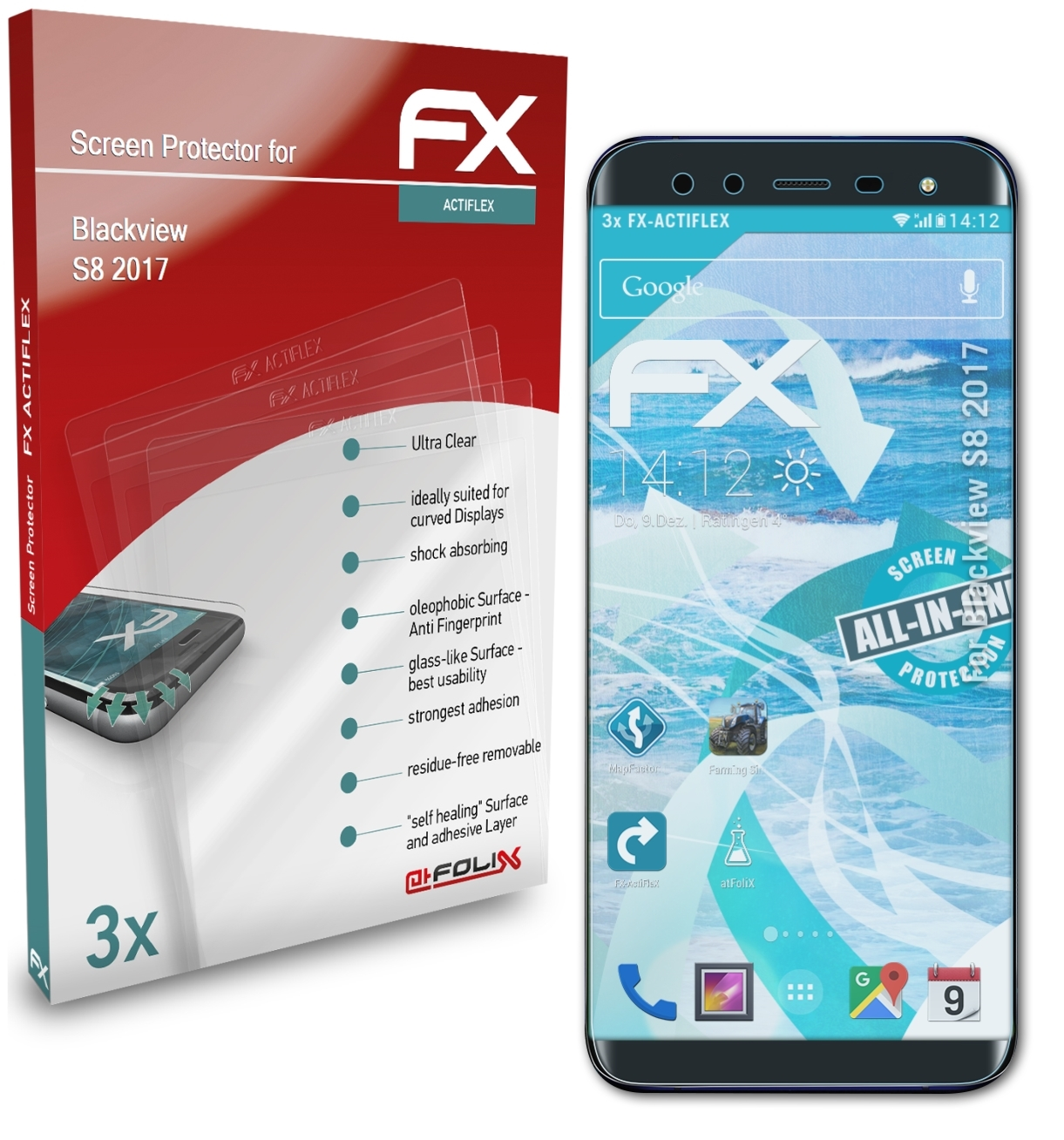 ATFOLIX 3x FX-ActiFleX Displayschutz(für Blackview (2017)) S8
