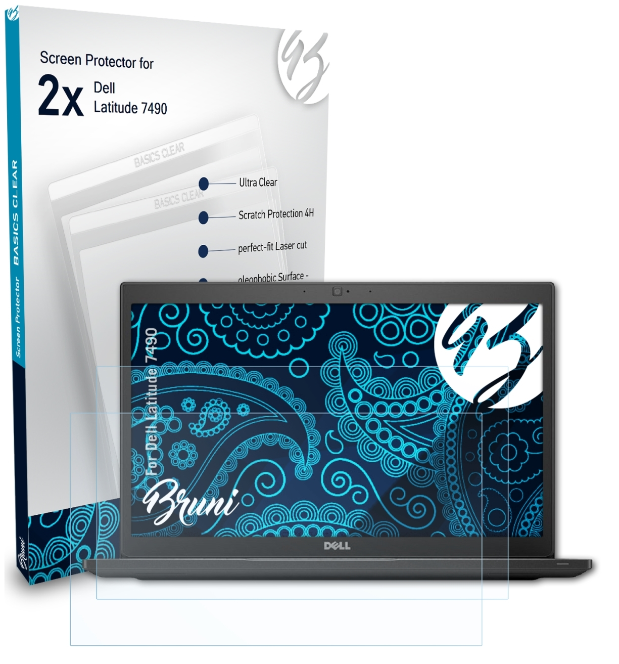 BRUNI 2x Basics-Clear Latitude Dell Schutzfolie(für 7490)
