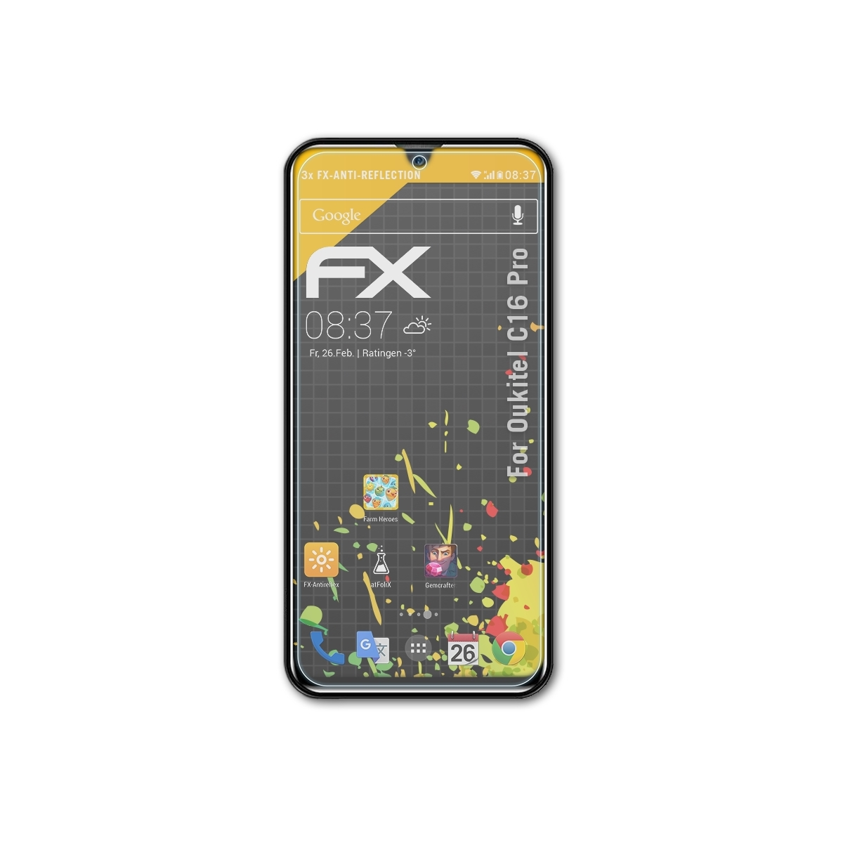 C16 ATFOLIX Oukitel Pro) 3x FX-Antireflex Displayschutz(für