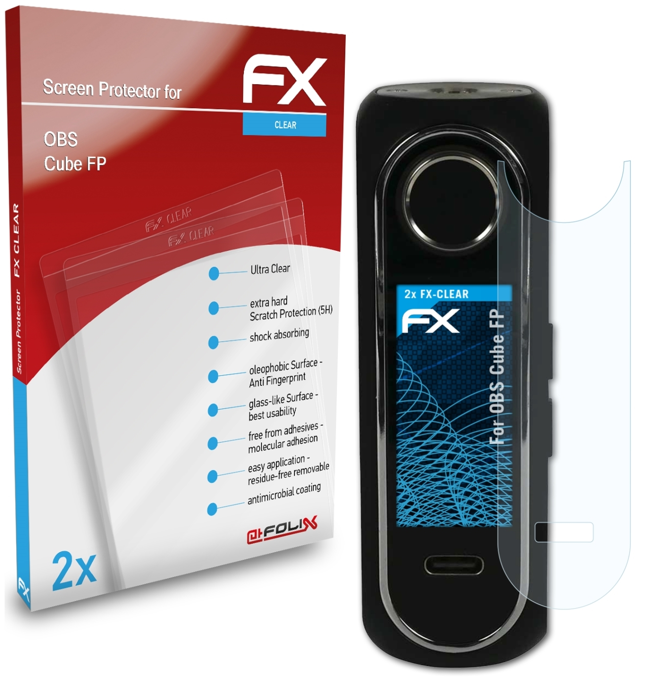ATFOLIX 2x FX-Clear Displayschutz(für OBS FP) Cube