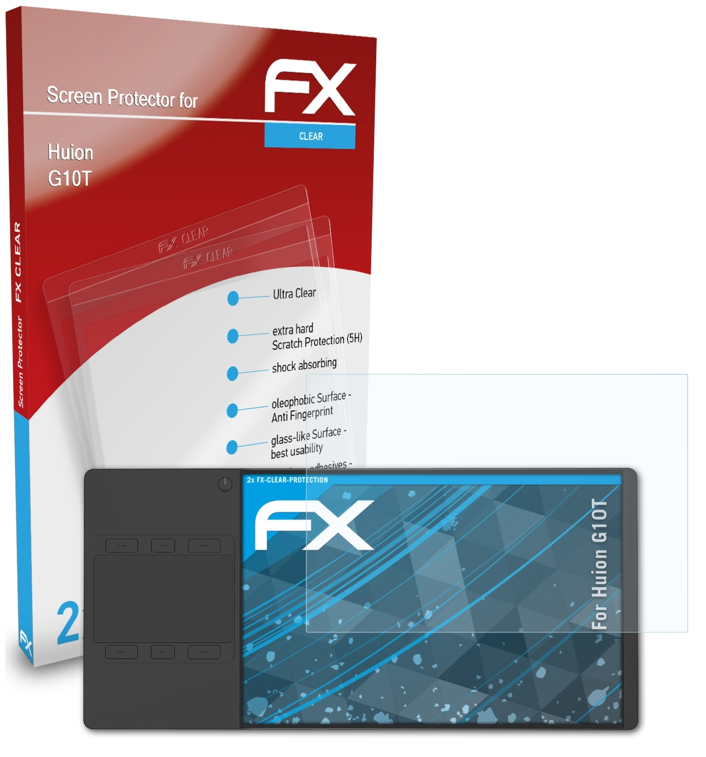 ATFOLIX 2x FX-Clear Displayschutz(für Huion G10T)
