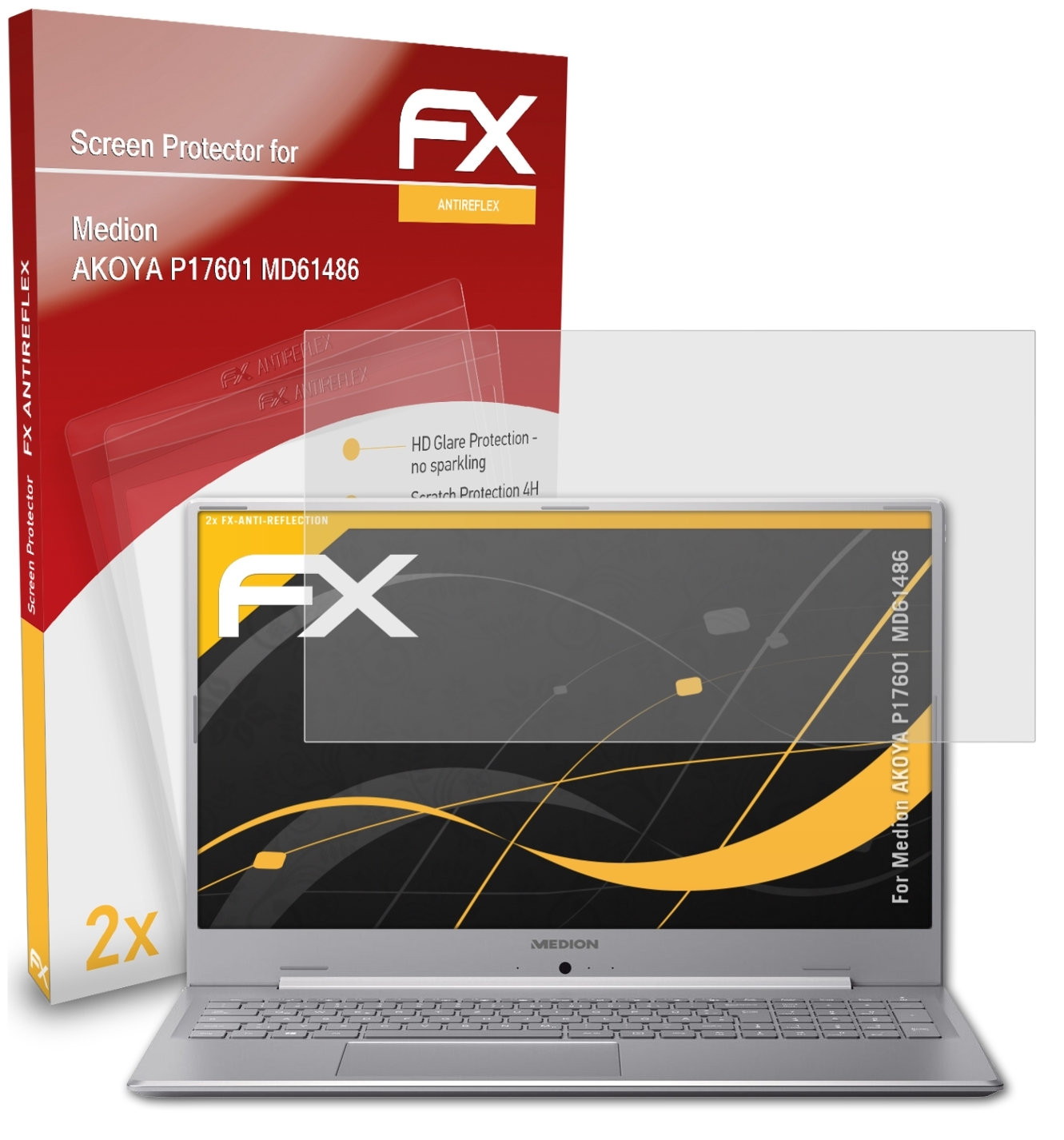 ATFOLIX 2x FX-Antireflex Displayschutz(für P17601 Medion AKOYA (MD61486))