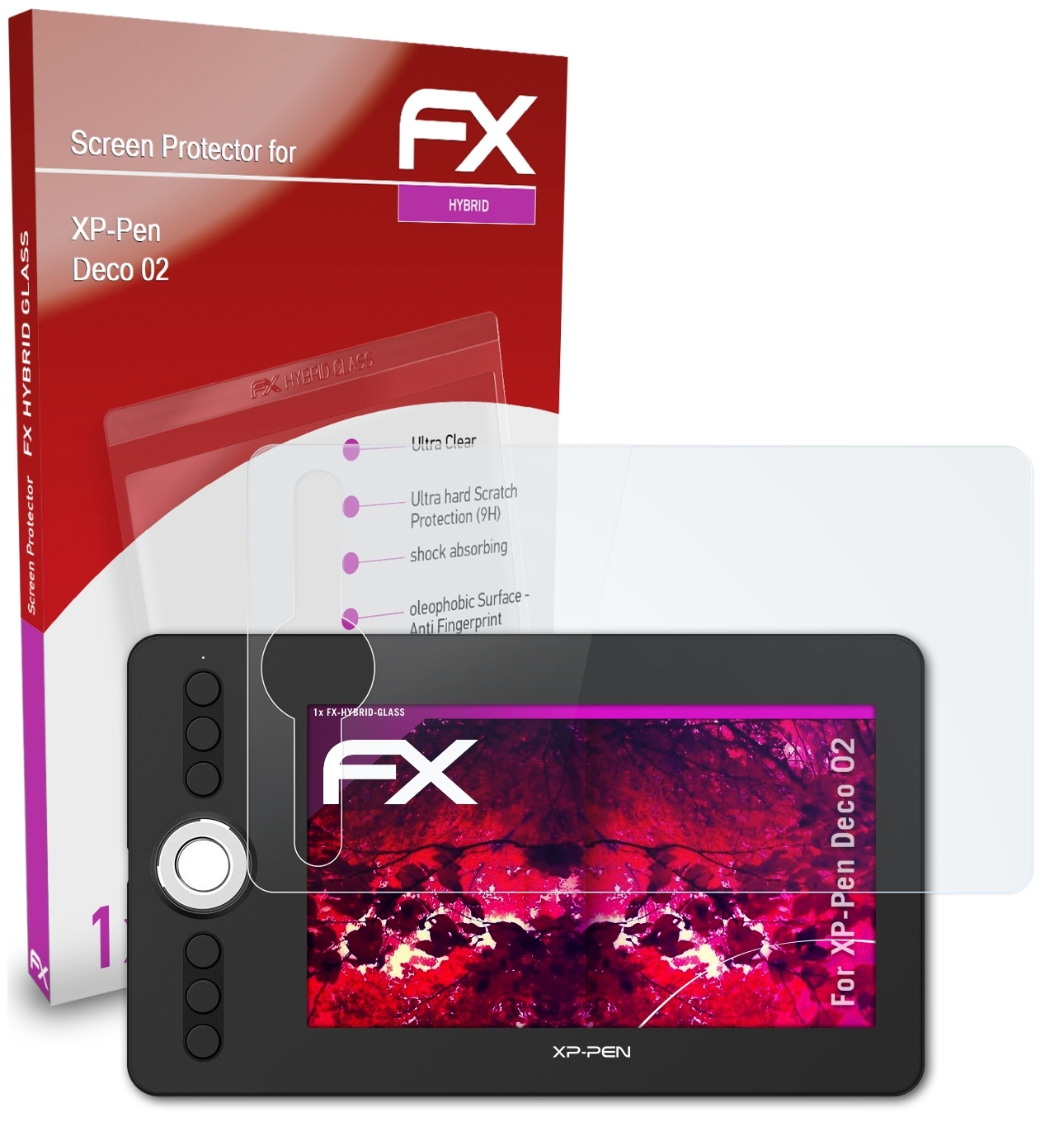 FX-Hybrid-Glass XP-PEN 02) Deco ATFOLIX Schutzglas(für