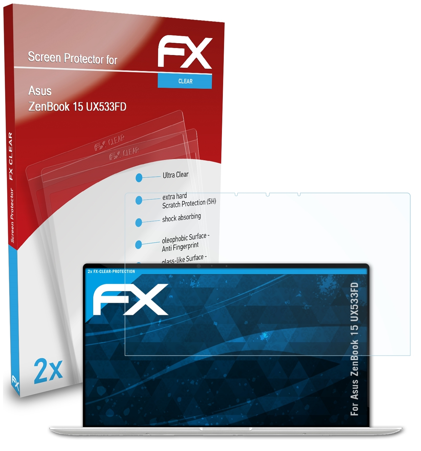 15 FX-Clear (UX533FD)) Asus ZenBook ATFOLIX Displayschutz(für 2x