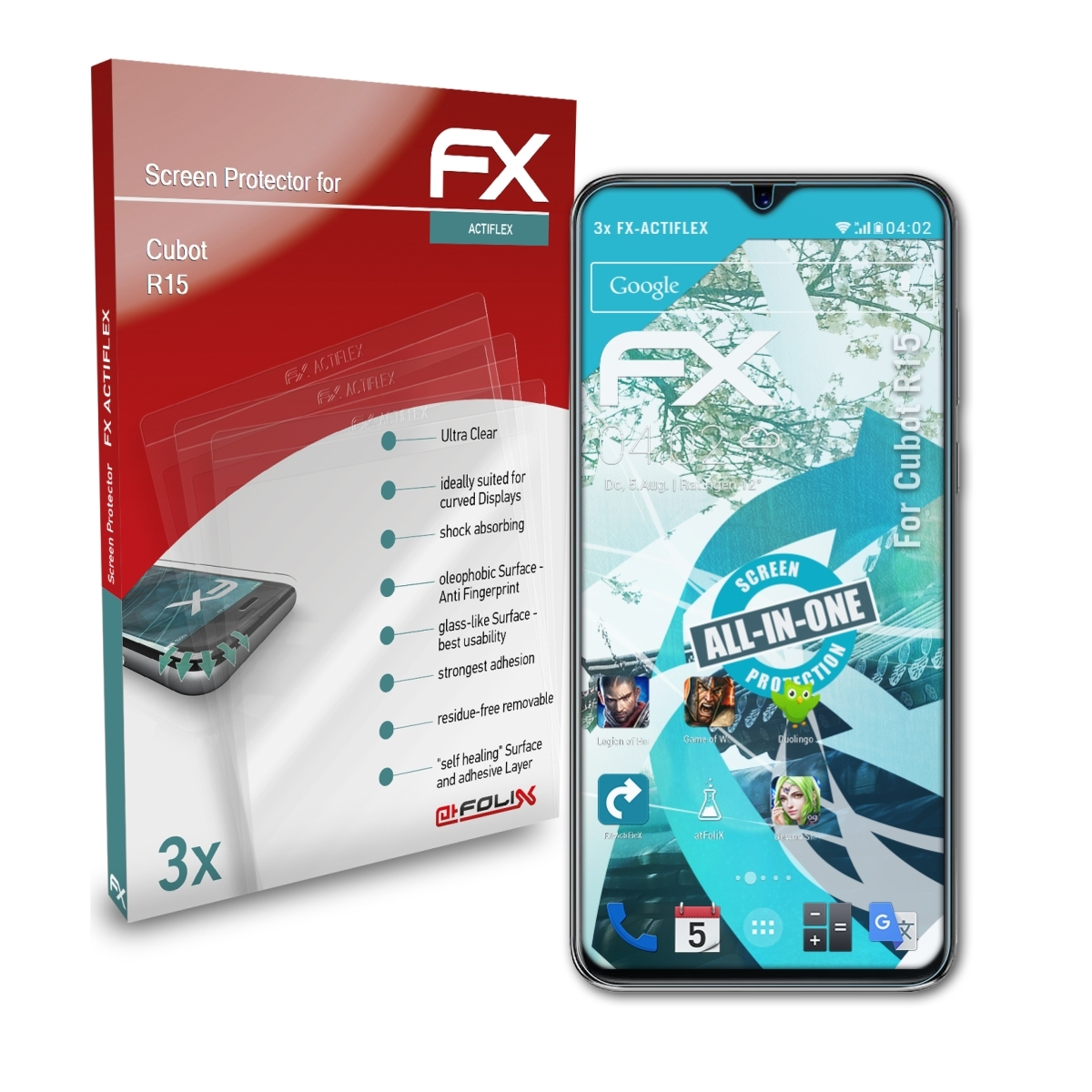 R15) 3x ATFOLIX FX-ActiFleX Displayschutz(für Cubot