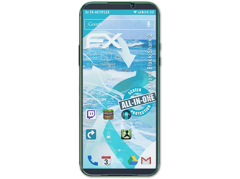 ATFOLIX 3x FX-ActiFleX Displayschutz(für Xiaomi Black Shark 2)