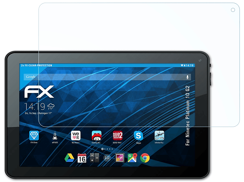 ATFOLIX 2x FX-Clear Displayschutz(für Ninetec Platinum 10 G2)