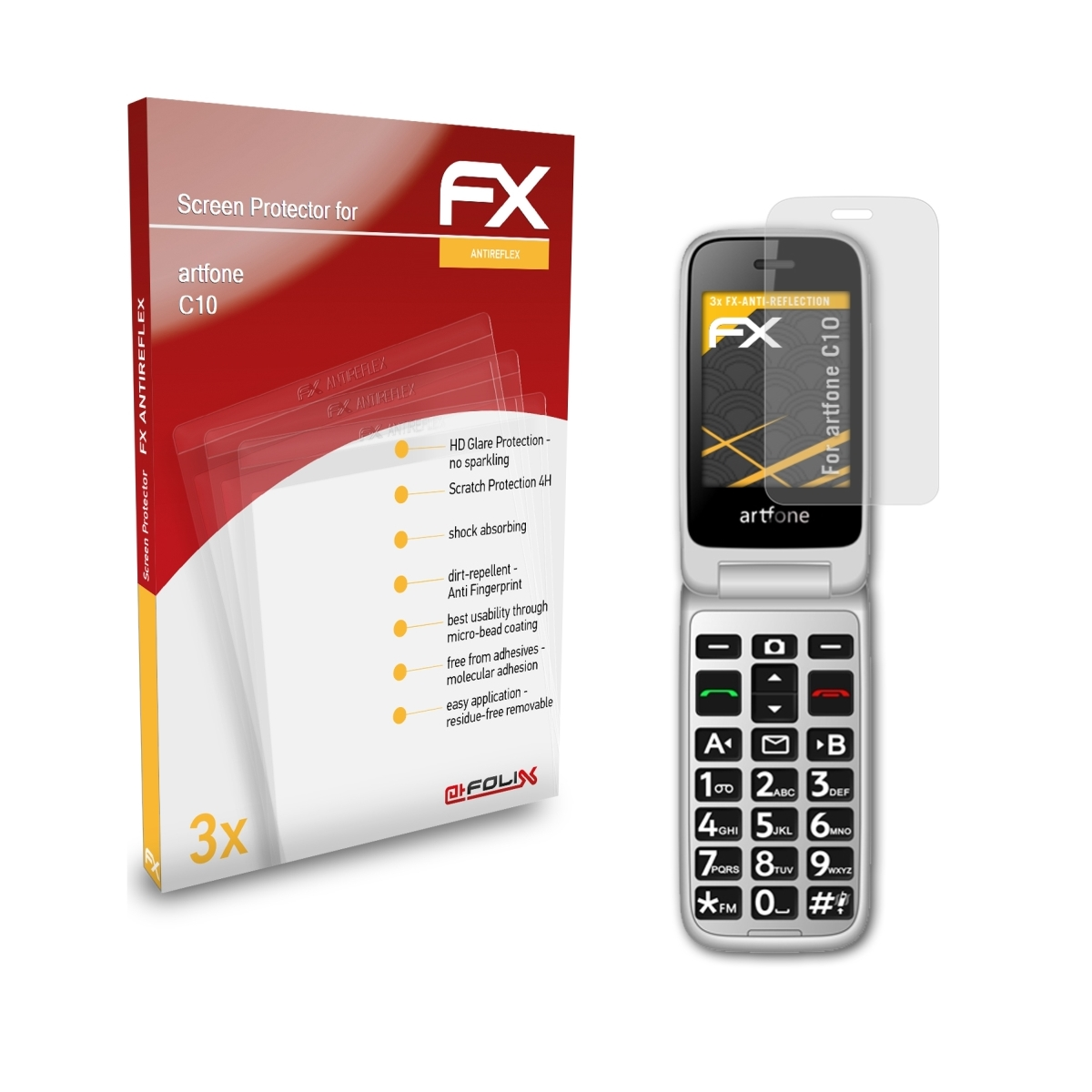 ATFOLIX 3x FX-Antireflex Displayschutz(für C10) artfone