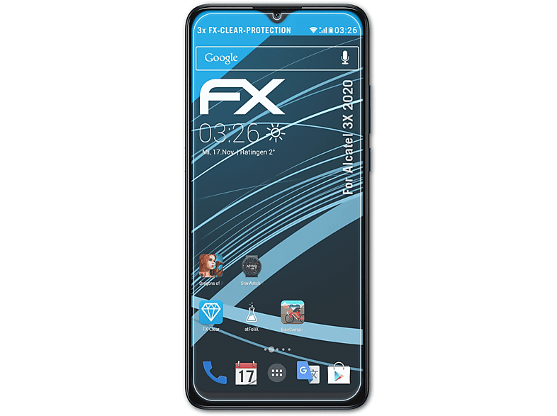ATFOLIX 3x FX-Clear Displayschutz(für Alcatel 3X (2020))