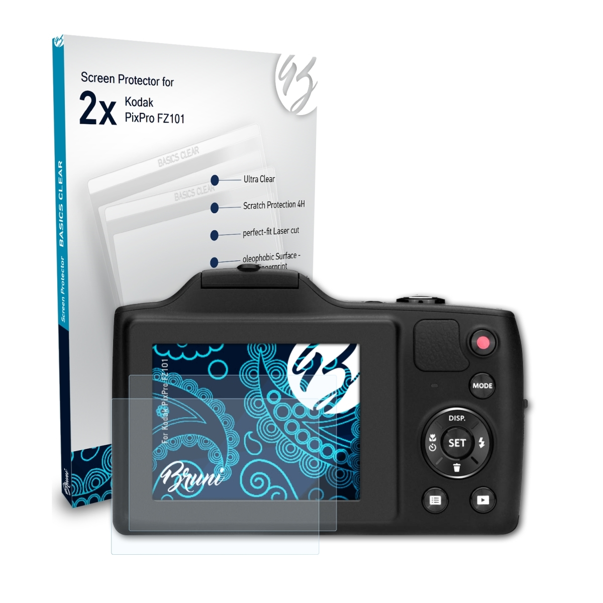 PixPro FZ101) Basics-Clear 2x BRUNI Schutzfolie(für Kodak