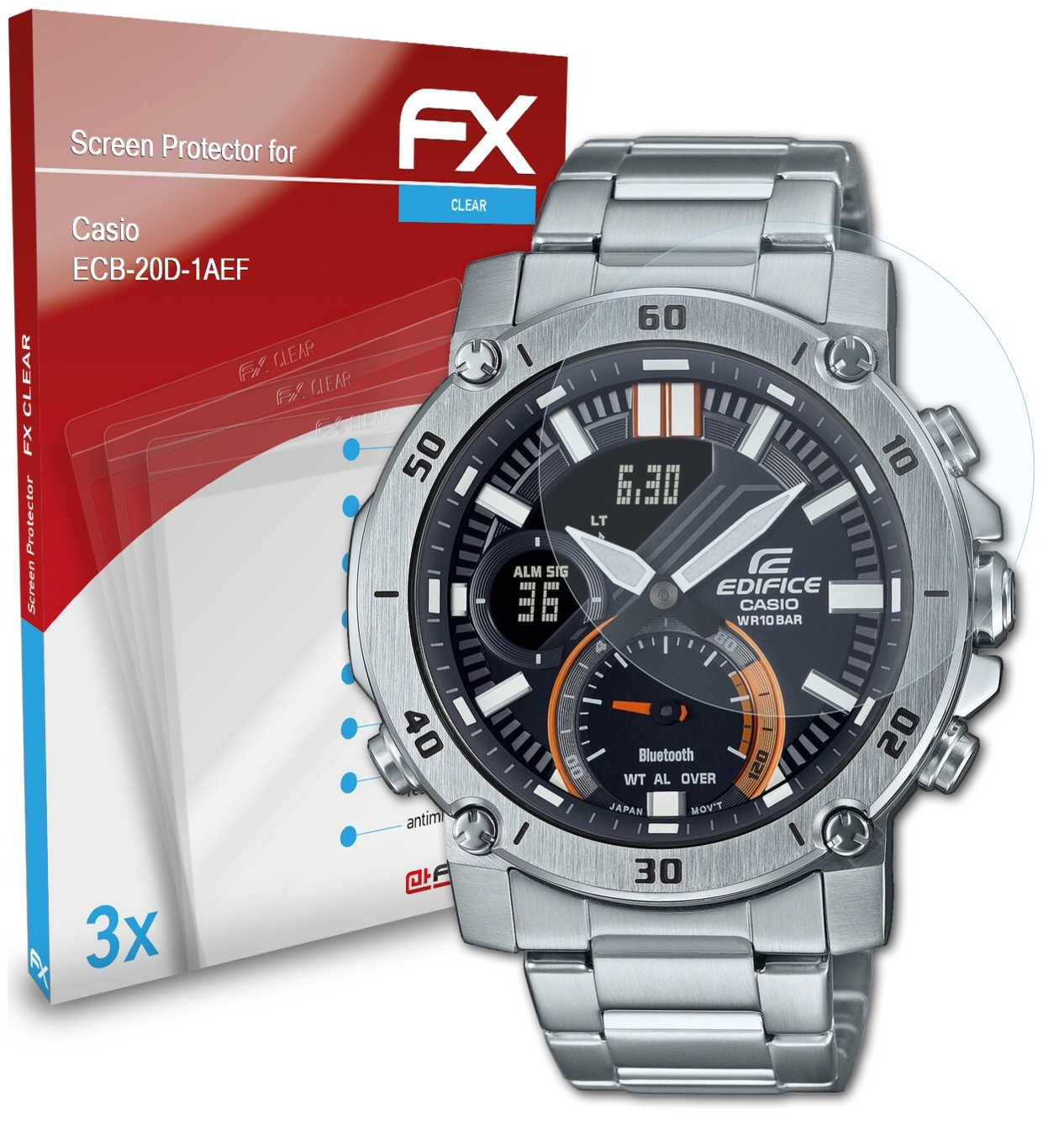 ATFOLIX FX-Clear 3x Displayschutz(für Casio ECB-20D-1AEF)