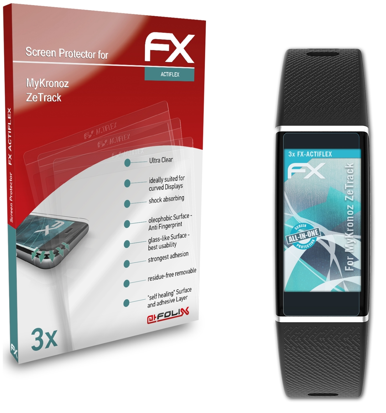 FX-ActiFleX ZeTrack) 3x ATFOLIX MyKronoz Displayschutz(für