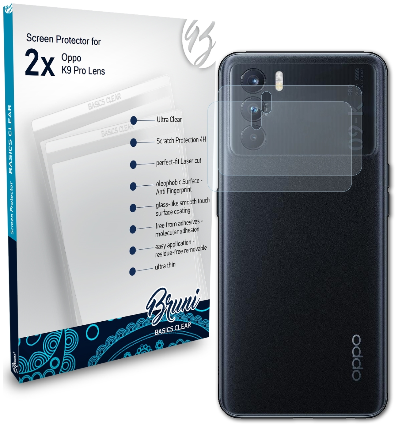 Schutzfolie(für BRUNI Lens) Pro Oppo K9 2x Basics-Clear