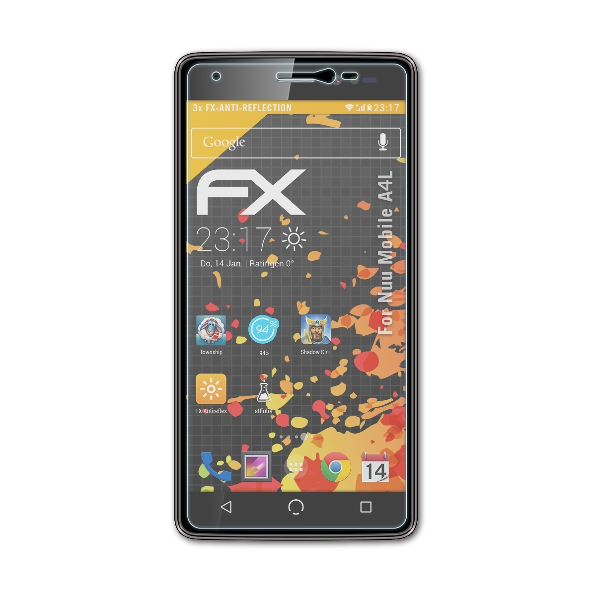 ATFOLIX 3x FX-Antireflex Displayschutz(für Nuu Mobile A4L)