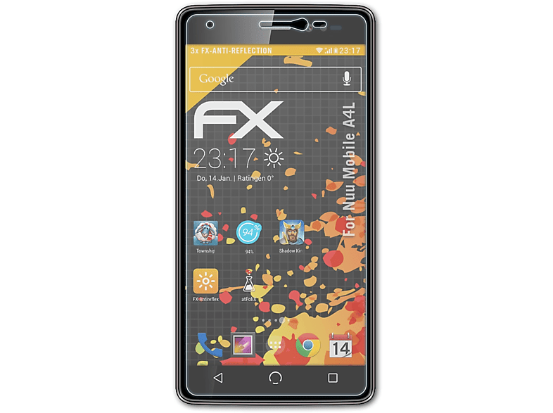 ATFOLIX 3x FX-Antireflex Displayschutz(für Nuu Mobile A4L)
