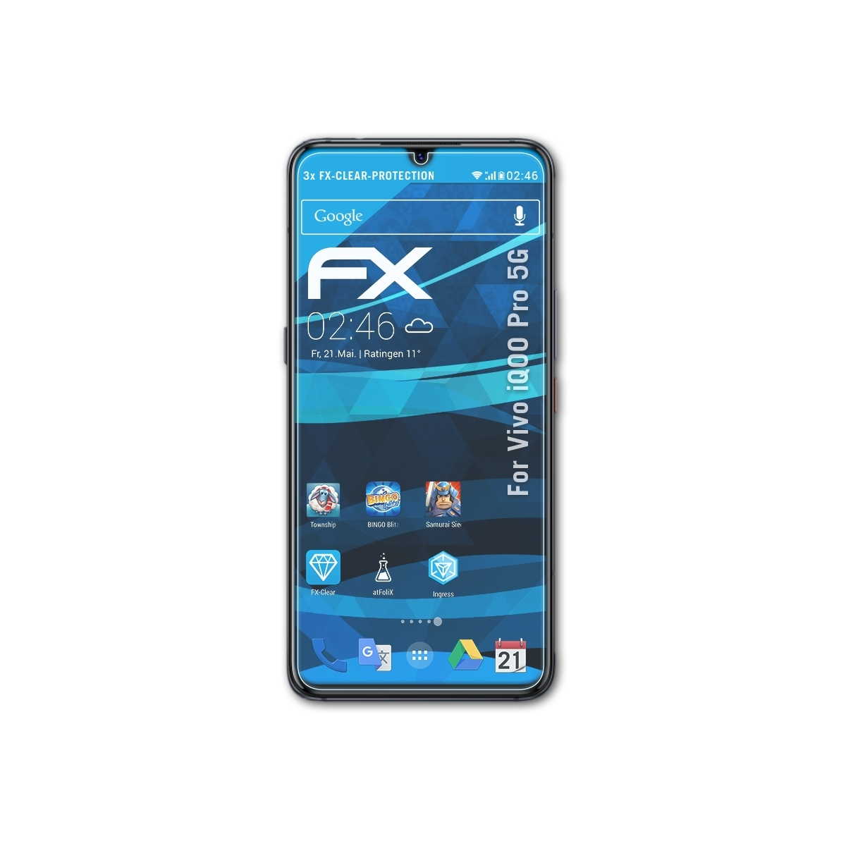 FX-Clear 5G) iQOO Pro Vivo Displayschutz(für ATFOLIX 3x