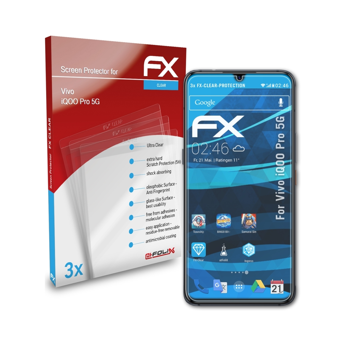 FX-Clear Pro 3x Displayschutz(für iQOO Vivo 5G) ATFOLIX