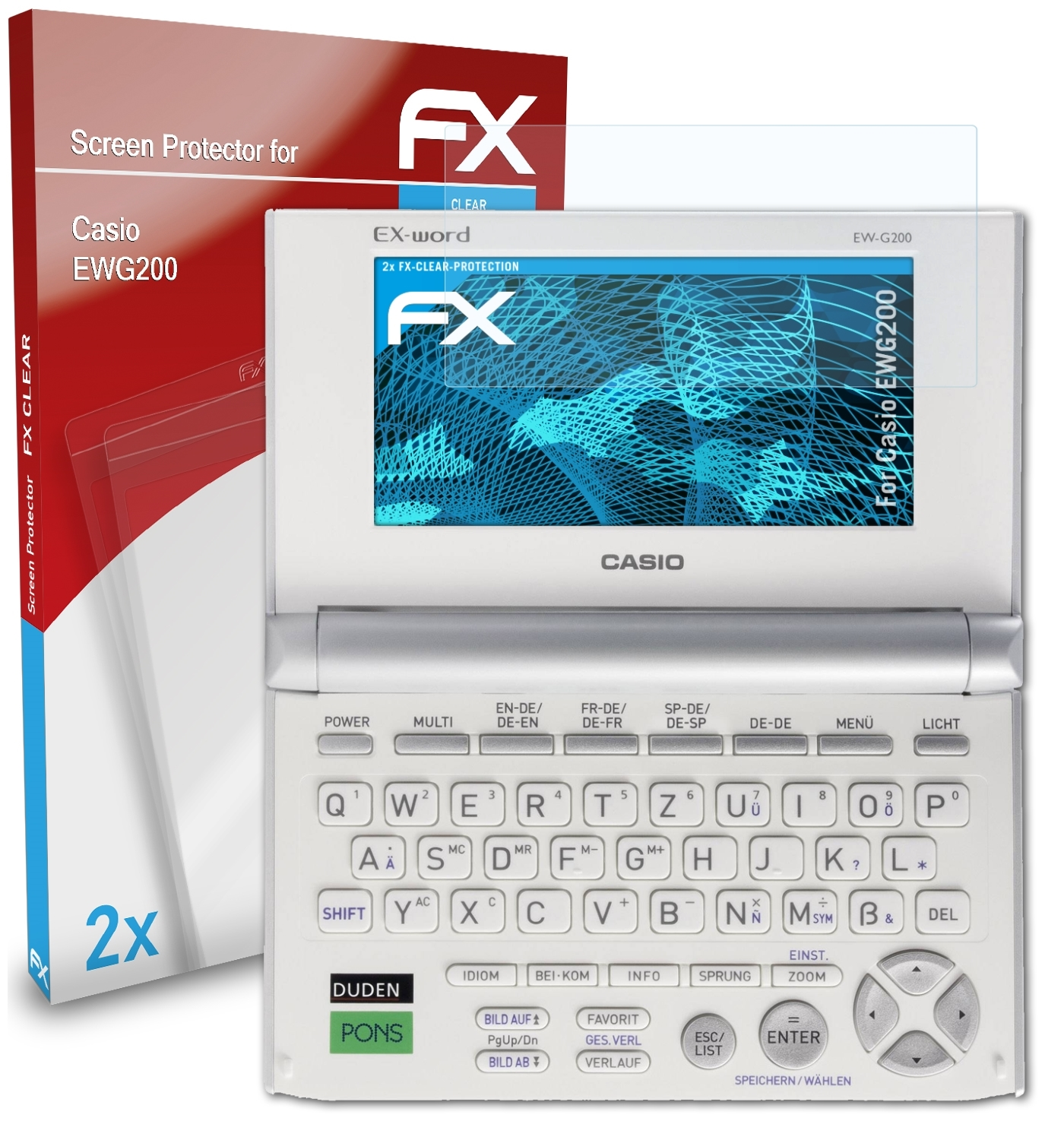 2x Casio ATFOLIX EWG200) Displayschutz(für FX-Clear