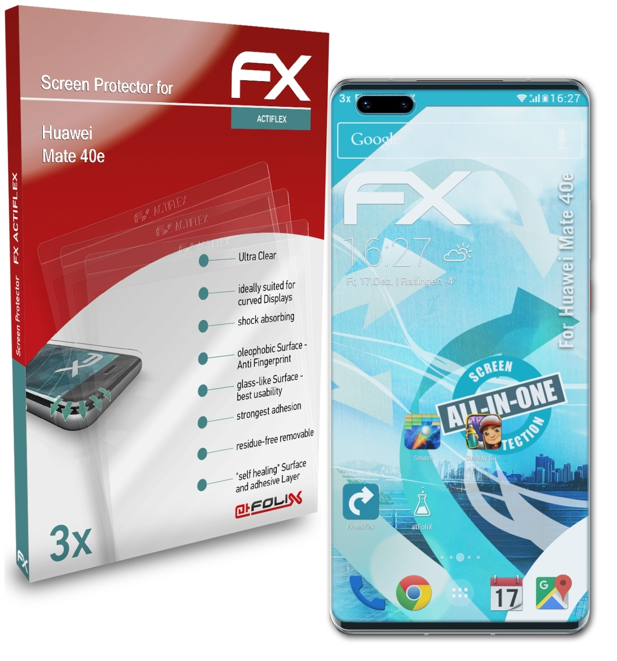 ATFOLIX 3x FX-ActiFleX Displayschutz(für 40e) Mate Huawei