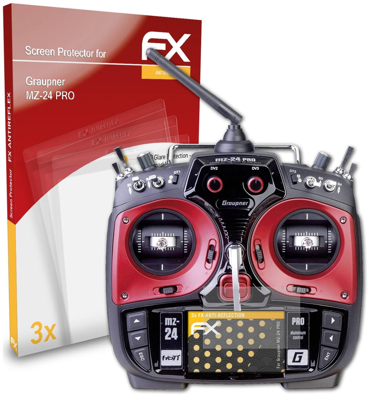 ATFOLIX 3x FX-Antireflex Displayschutz(für Graupner MZ-24 PRO)