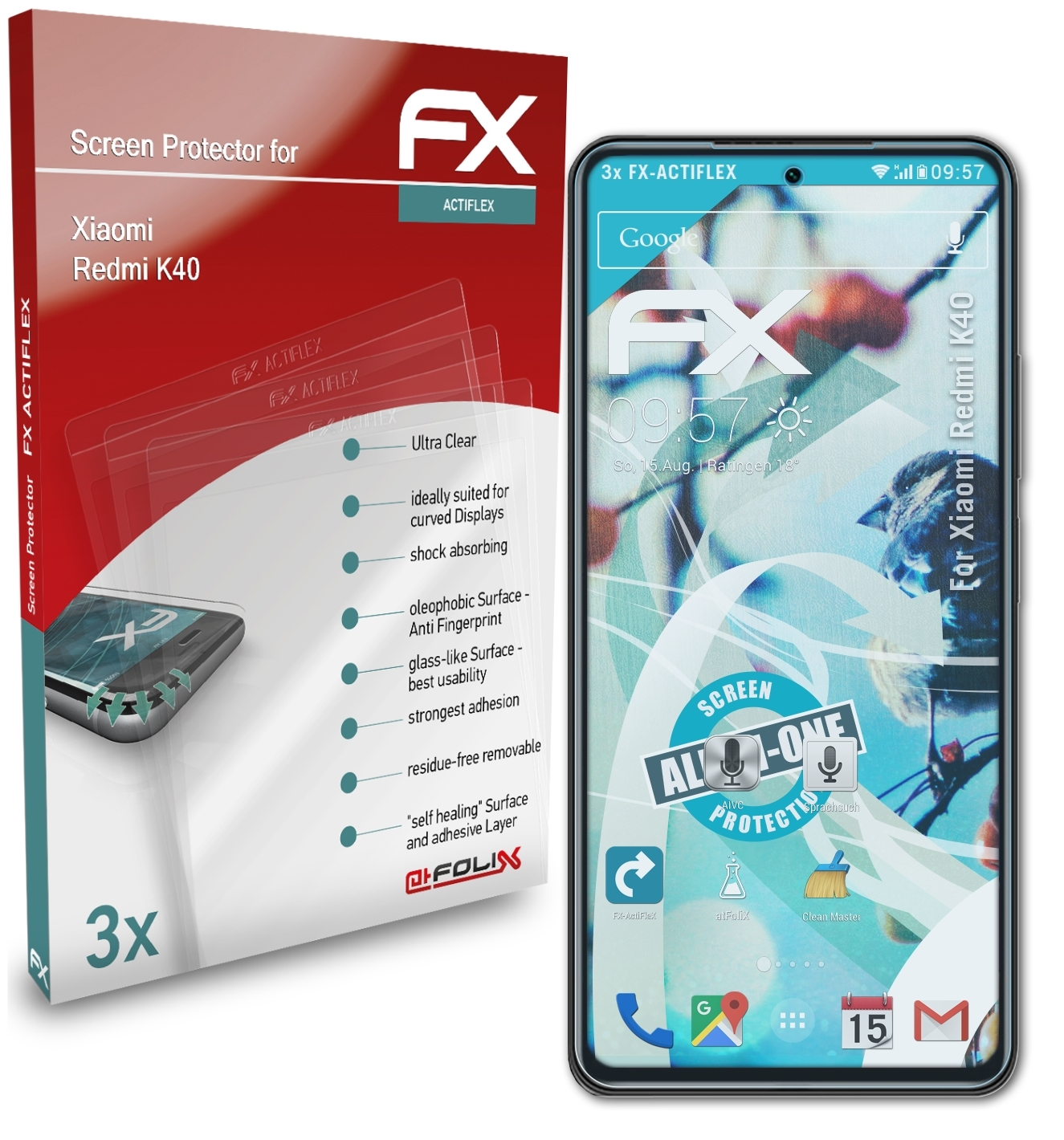 Xiaomi 3x Displayschutz(für ATFOLIX K40) Redmi FX-ActiFleX