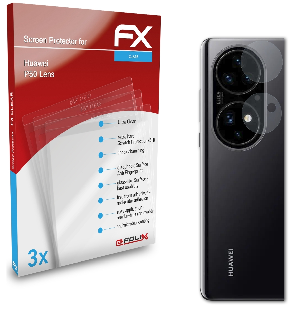 ATFOLIX 3x FX-Clear Huawei Lens) Displayschutz(für P50