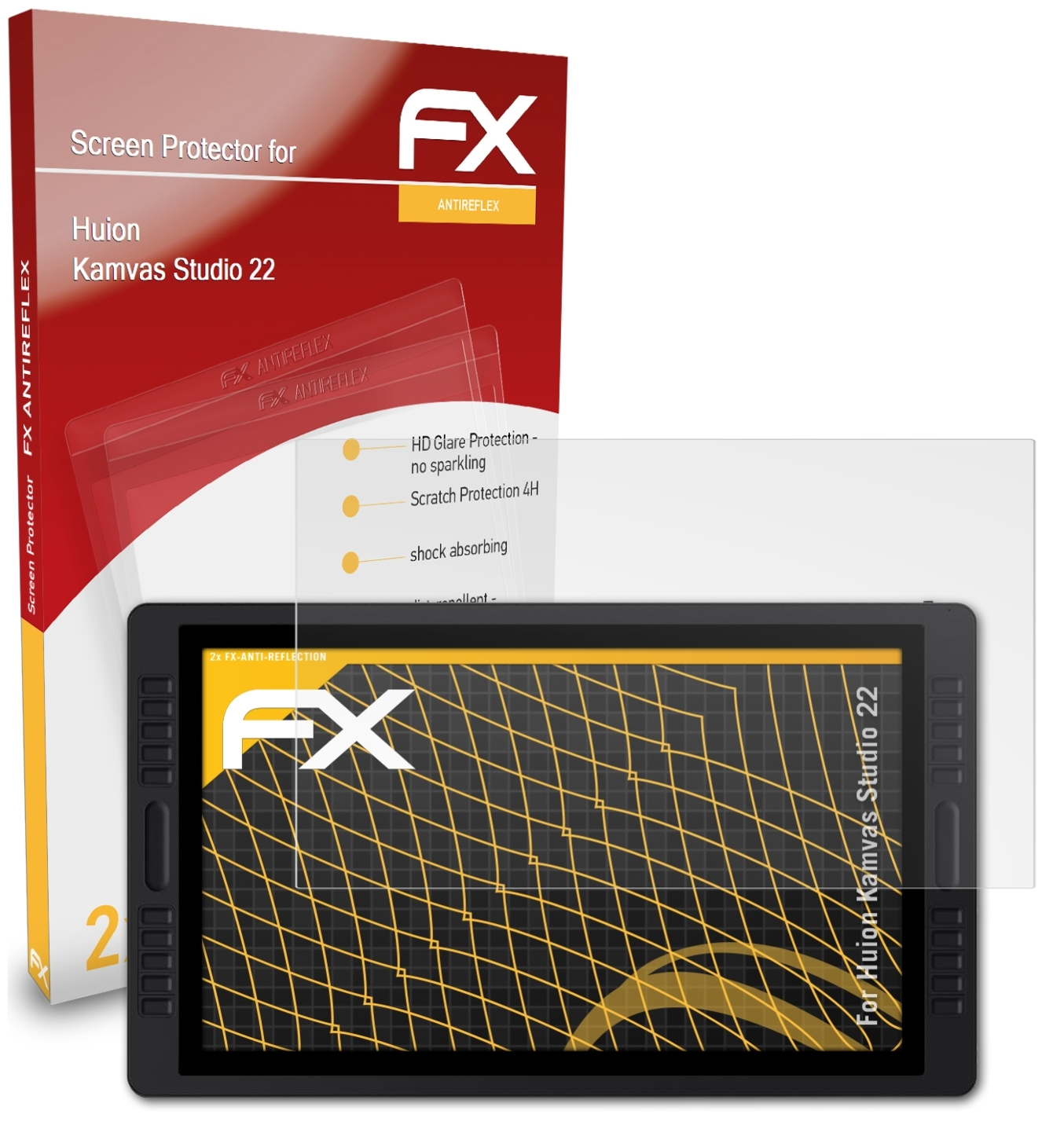 ATFOLIX 2x Studio Huion FX-Antireflex Kamvas Displayschutz(für 22)