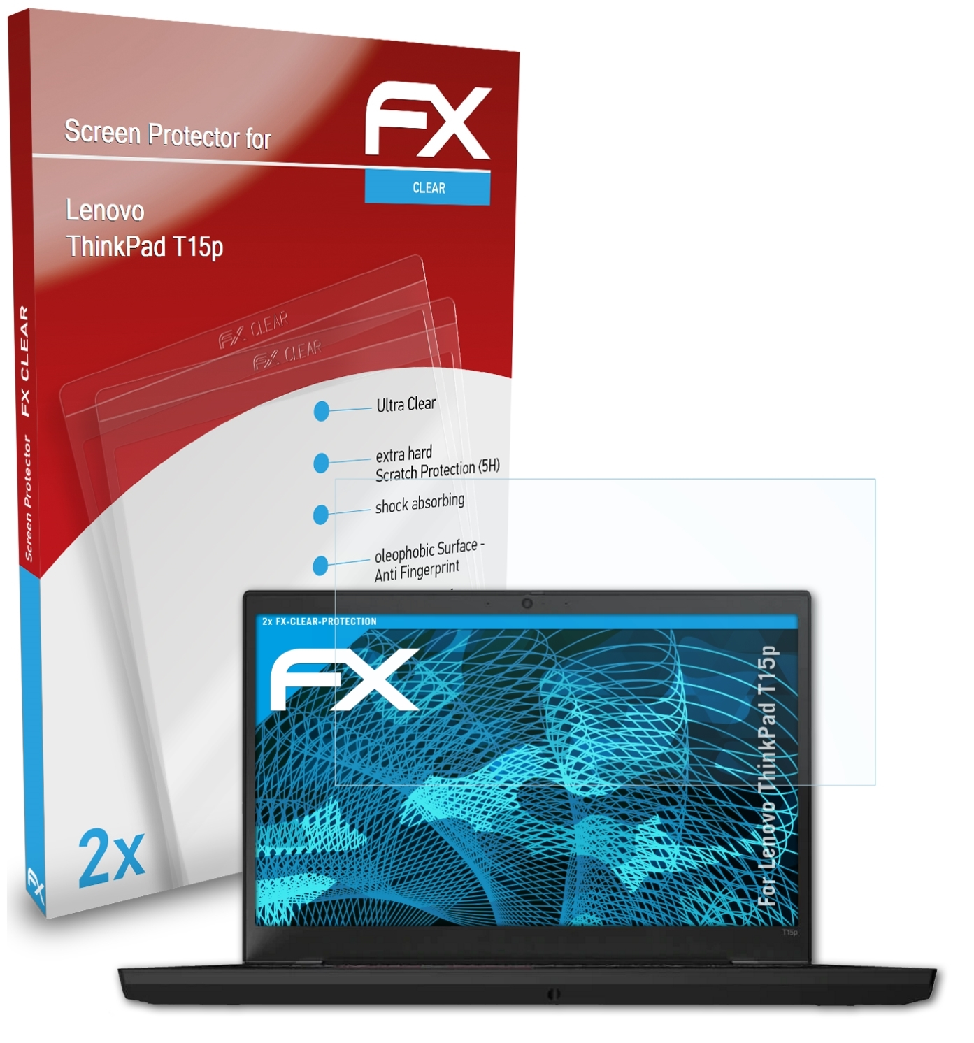 2x FX-Clear ThinkPad T15p) ATFOLIX Lenovo Displayschutz(für