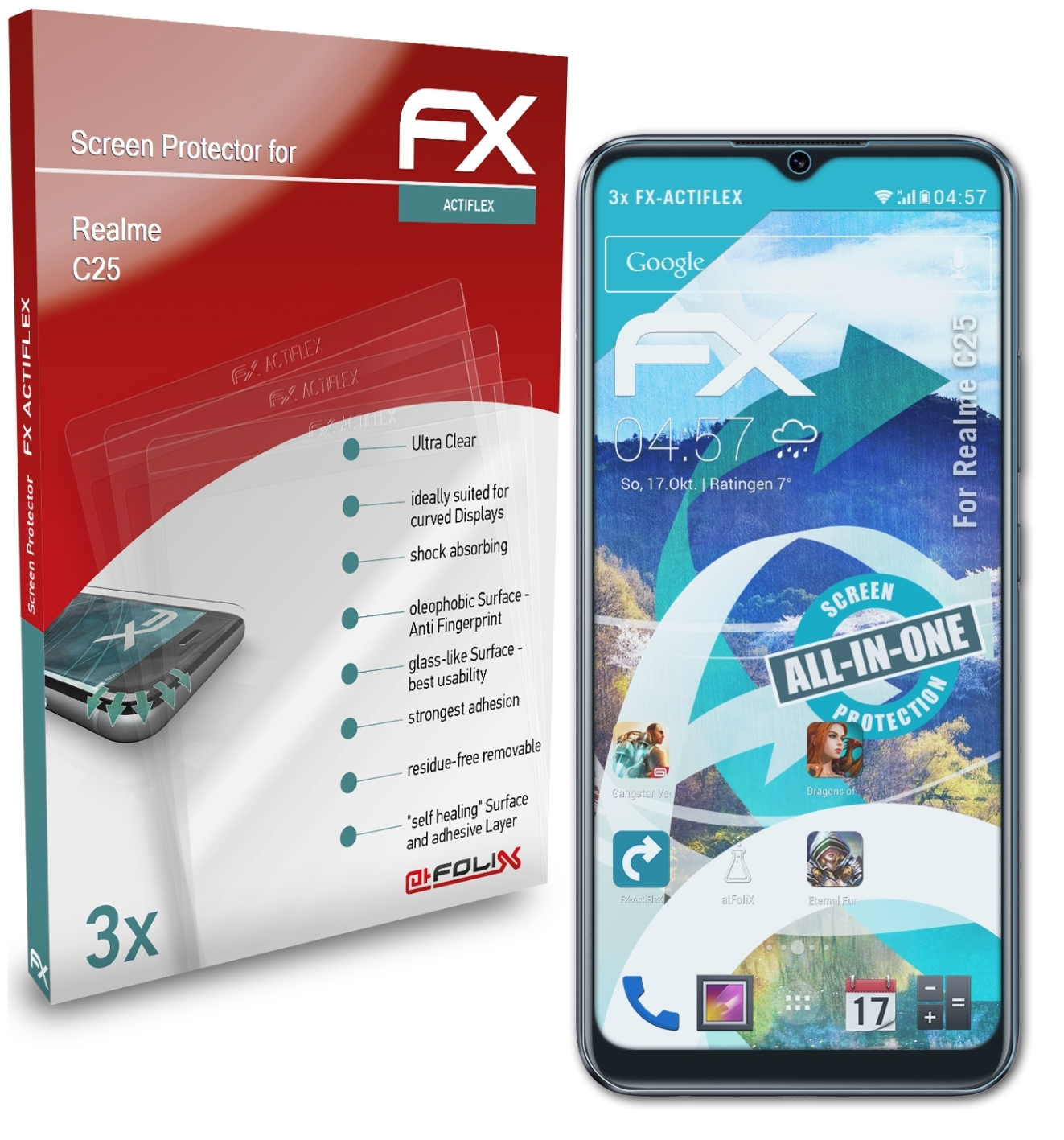 3x Realme Displayschutz(für C25) FX-ActiFleX ATFOLIX