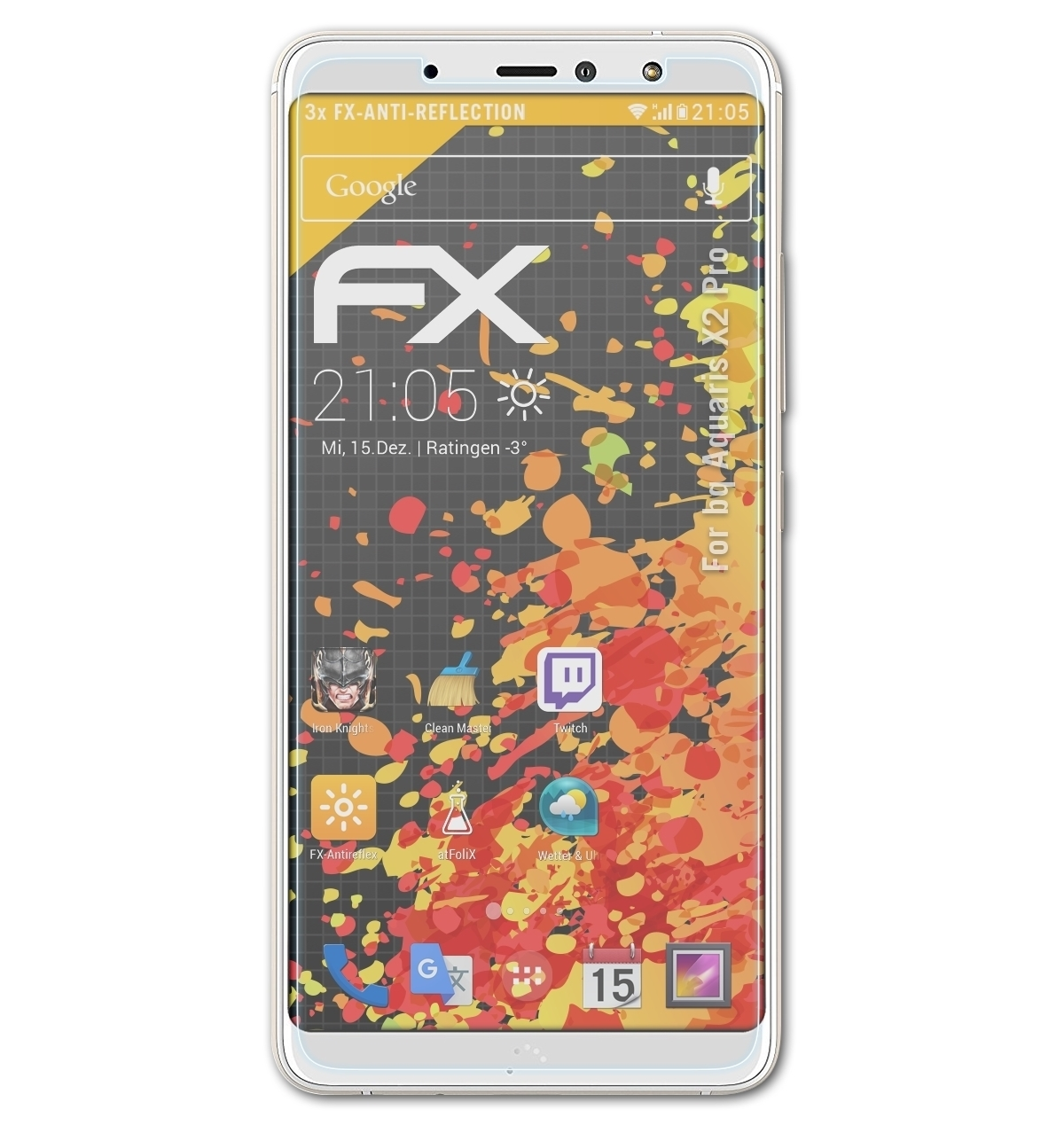 FX-Antireflex Displayschutz(für X2 Aquaris Pro) bq 3x ATFOLIX