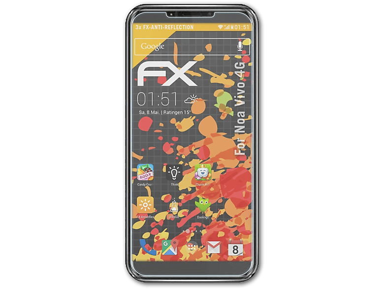 ATFOLIX 3x FX-Antireflex Displayschutz(für Noa Vivo 4G)